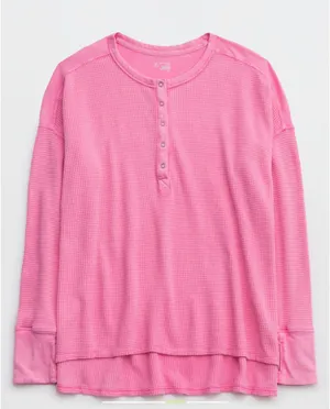 NWT Aerie Offline Waffle Henley T-Shirt thumbnail 4