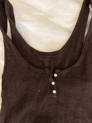 Brandy Melville brown waffle tank top thumbnail 2