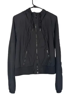 Lululemon Black Hooded Full Zip Athletic Running Jacket Women Sz 8 thumbnail 1