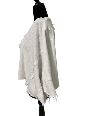 Free People We The Free Distressed Crop Knit Top White M Raw Edge OB2187895 thumbnail 5