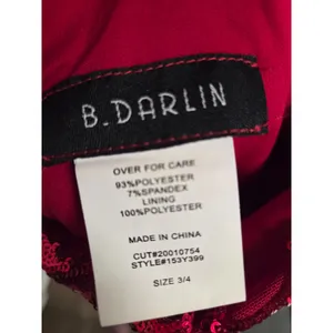 B. Darlin' Solid Red Sequin Spaghetti Strap Short Homecoming Dress 3/4 thumbnail 6