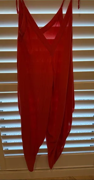 Free People Vibrant Red Tie-Strap Jumpsuit small thumbnail 1