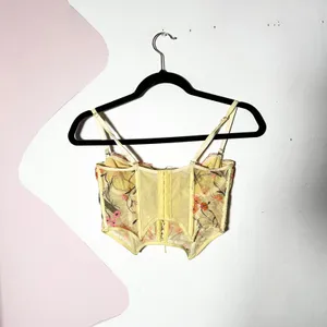 Out From Under Urban Outfitters Yellow Floral Bustier Corset Top Small thumbnail 3