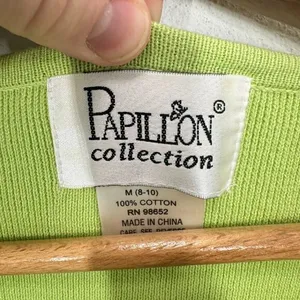 Vintage 90s Pastel Lime Green Sweater Set Striped Trim Clueless Preppy‎ Momcore thumbnail 9
