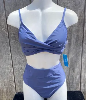 New Cupshe V-neck Twist Bra & Spliced High Waist Bikini Size Medium Beach Vacay thumbnail 8