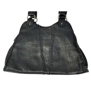 Vintage FENDI Black Pebbled Leather Spy Bag Purse Braided Handles Handbag thumbnail 5