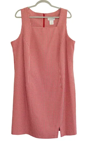 Vintage Women's Red Gingham Plaid Sleeveless Shift Dress Cottagecore Retro Shift thumbnail 1