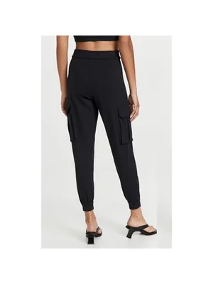 Susana Monaco Pants Size S Black Cargo Jogger‎ High Rise Jersey Model Off Duty thumbnail 2