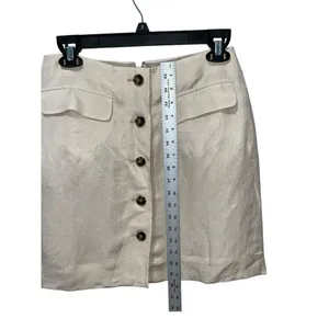 J.Crew Button Front Linen Cupro Blend Skirt Size 2 Womens Tan Lined Fall Wear thumbnail 6