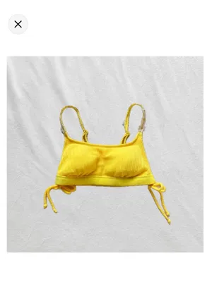 Yellow ribbed daisy bikini top thumbnail 2