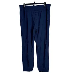 Aerie Navy Elastic Waist Drawstring Viscose Cuffed Crop Joggers size L thumbnail 2