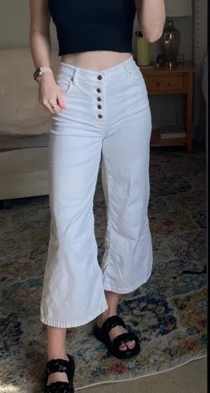 BDG White Flare High waisted Crop Jeans thumbnail 1