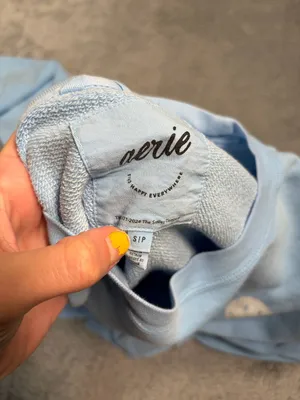 Aerie Light Blue smiley company Crewneck Sweatshirt small thumbnail 8
