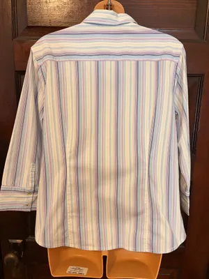Sz L Sz LG Eddie Bauer Striped 3/4 Sleeve Button-Down Shirt thumbnail 6