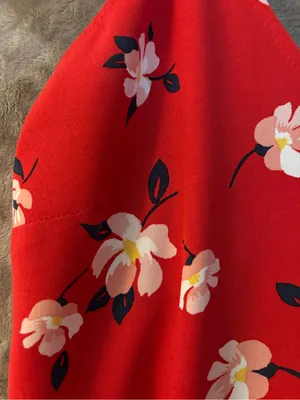Old Navy Women’s Red Floral Midi Slip Dress with Crisscross Straps Size S thumbnail 5