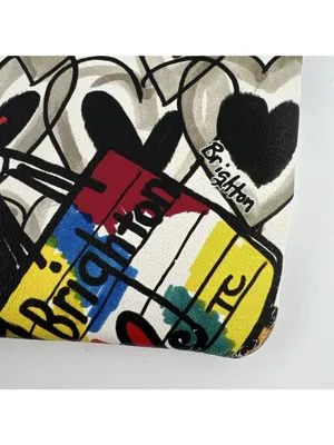 Brighton Wristlet Clutch Pouch Hearts 8.5x5 Black White Jeweled Boho Cottage thumbnail 4