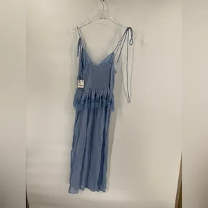 Free People‎ Kiki Peplum Sheer Ruffed Lace Trims MIDI Slip Dress xs thumbnail 3