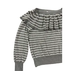 Joie‎ gray white striped ruffle sweater sz small thumbnail 9