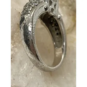 Vintage Round CZ Solitaire & Accents Band‎ Ring Size 5.5 Sterling 925 Silver 6g thumbnail 7