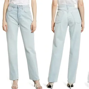 7 For All‎ Mankind Easy Straight Button Fly Light Wash Blue Jeans Womens Size 25 thumbnail 3