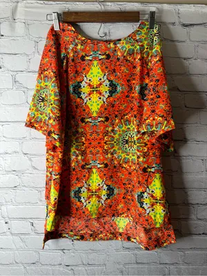 Kut from the cloth Vibrant Orange & Neon Printed Tunic Top medium thumbnail 3