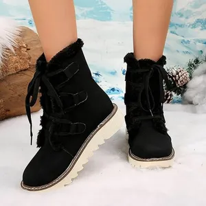 NWT ~ Black Faux Suede Fur Lined Lace Up Snow Boots ~ Women's Size 40 (9-9.5) thumbnail 2