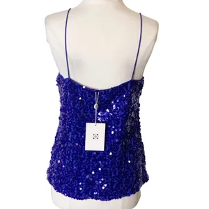NWT Wayf blue sequin camisole tank top sz‎ m thumbnail 2