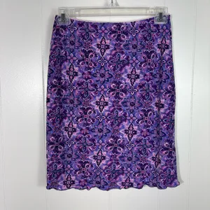 Paris Blues Vintage Y2K Asymmetrical Hem Purple Witchy Pattern Skirt Large L 90s thumbnail 7