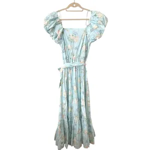 LOVESHACKFANCY X TARGET Floral Puff Sleeve Midi Dress Blue Sz 0‎ thumbnail 4
