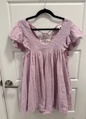 Olivaceous Flutter Sleeve Embroidered Romper thumbnail 4