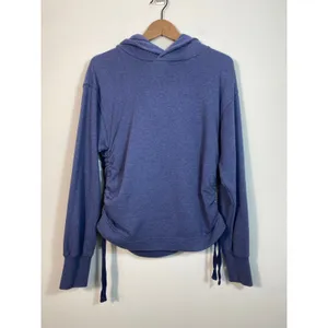 Aerie Blue Side Ruched Pullover Hoodie Sweatshirt Small thumbnail 2