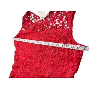 Skies Are Blue Lace Mini Dress‎ Womens XL Red Crochet Sleeveless Summer Short thumbnail 4