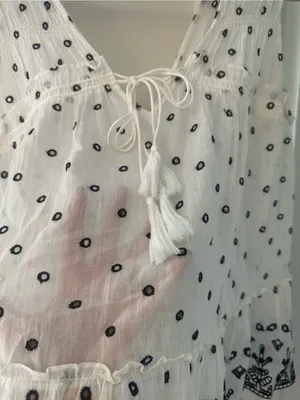 Derek Lam Crosby babydoll top eyelet white navy tie soft and pretty size 10 thumbnail 4