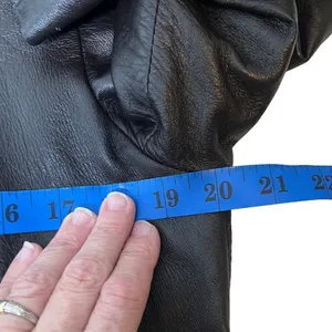 Leather Jacket‎ Belted Zip Front Mid Length Colebrook Black Women L thumbnail 7