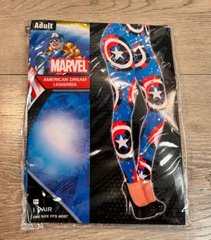 Marvel American Dream Leggings Adult One Size Captain Shield‎ Pattern Halloween thumbnail 1