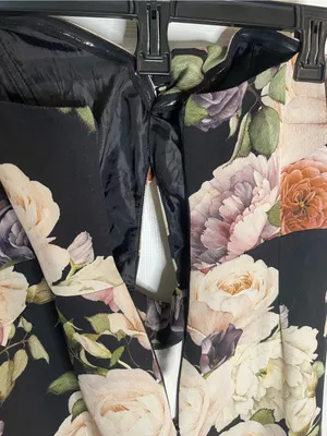 ASOS Black Floral Strapless Midi Dress Midsection Cutout Size 10 dark romance thumbnail 5
