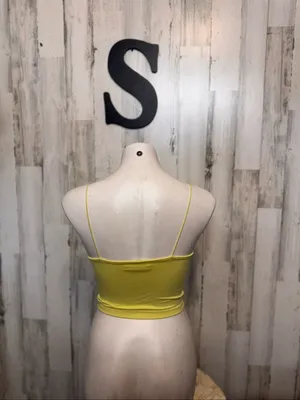 Forever 21 Lime Chartreuse Spaghetti Strap Cami Crop Top Womens Size Small Seaml thumbnail 3