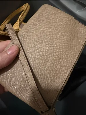 Coach Pebbled Leather Wristlet in Taupe with Gold Logo thumbnail 5