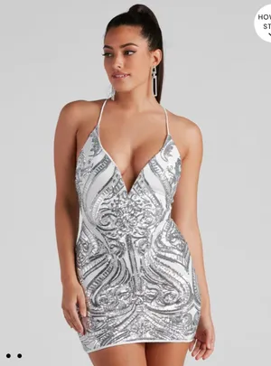Windsor White Sequin Mini Dress thumbnail 4