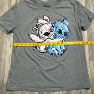 Disney Gray T-Shirt with Stitch and Angel Graphic Size Medium thumbnail 4