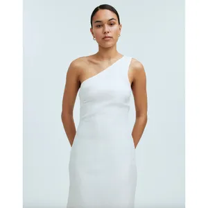 Madewell One Shoulder Midi Dress Linen Blend Lighthouse Minimalist US 00 NWT thumbnail 2