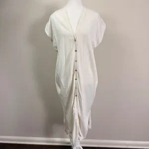 Colorush Studio Jixy Cotton Silk Cashmere Button Front Maxi Dress Cream Small thumbnail 3