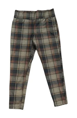 Zac & Rachel Pull on Plaid Stretch Knit Pants SZ L Academia Preppy School Girl thumbnail 1