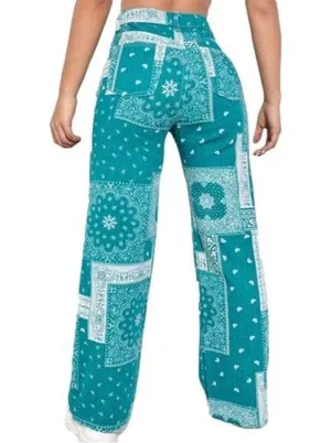 Paisley & Scarf Print Straight Leg Jeans thumbnail 1