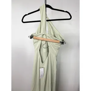 Katie May One Shoulder Keyhole Cutout Gown Sage Green Maxi Dress NWT thumbnail 8