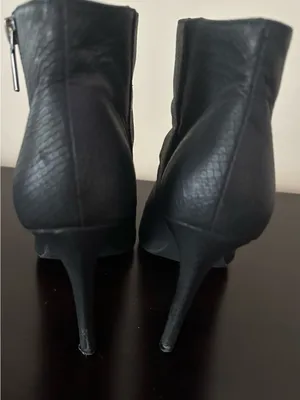 BP Black Pointed Stiletto Ankle Booties- Sleek Textured Design thumbnail 6