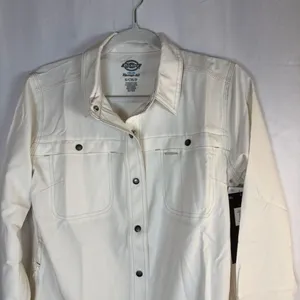 Dickies Women’s Cooling Utility Shirt Temp-iQ Long Sleeve Small Beige Snap NWT thumbnail 2