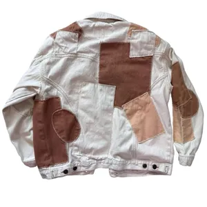 Urban Outfitters BDG Adult/Women’s Patchwork White Denim Jean Jacket L thumbnail 2