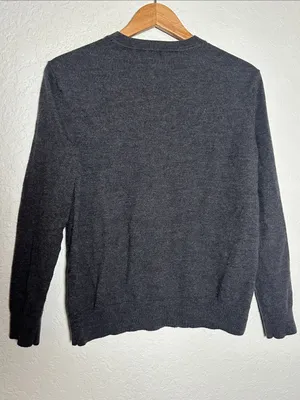 Banana Republic 100% Merino Wool Grey Crew Neck Sweater Baruffa Extra Fine Large thumbnail 6
