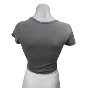 Hollister Malibu 89 Track and Field Gray Short Sleeve Crop Tee T-shirt Top Sz S thumbnail 2